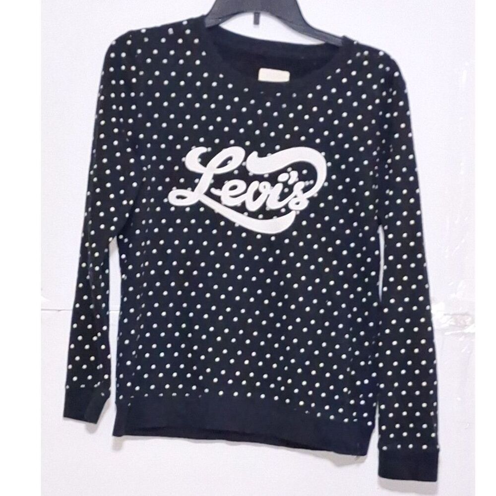 A Women's Levi's Polka Dot Fleece Lined Top Cottagecore Casual Chore Size M